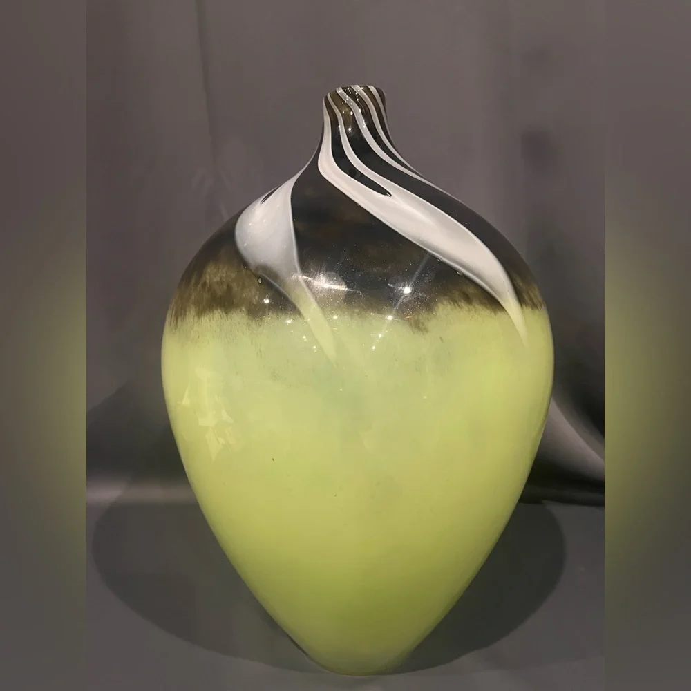 Pier 1 Imports Green‎ Brown Glass Swirl Large Vase